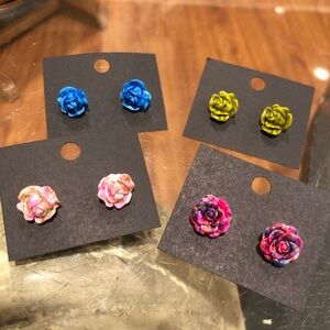 Paparazzi Floral Earrings Set - Blue, Green, Pink, Multicolor